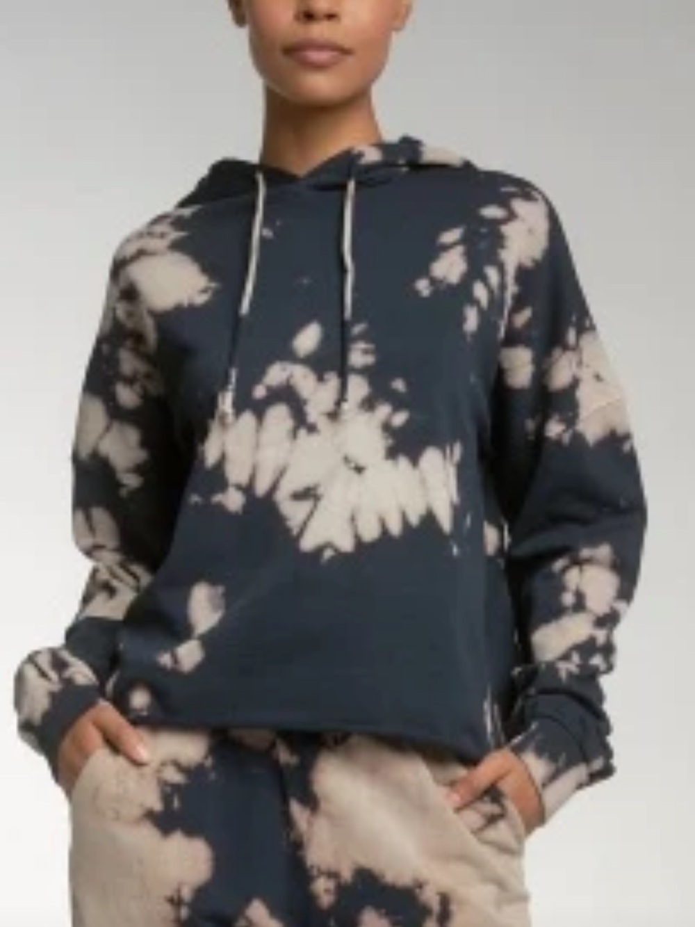 NWT Black and Taupe Tie Dye Hoodie Sweatshirt, Sizes S, M, L